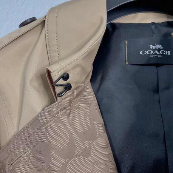 Coach 91472 Signature Lapel Short Trench Coat NWT Khaki Large - Picture 9 of 16
